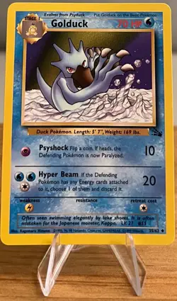Golduck #55 Non-Holo Pokemon Card Near Mint 35/62 Uncommon Fossil Set 1999 - Image 1