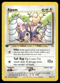 Pokemon Tcg Neo Genesis WOTC NM Regular Aipom [1st Edition] #26 - Image 1
