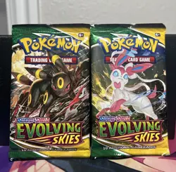 Pokemon TCG Evolving Skies Booster Pack Art Set Sealed 2 Packs Loose Umbreon - Image 1