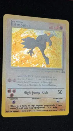 1999 Hitmonlee Pokemon TCG Fossil Holo Card 7/62 Unlimited Rare Vintage WotC NM - Image 2