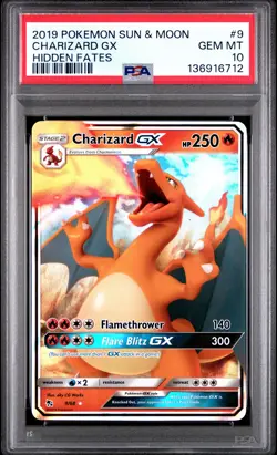 2019 POKEMON SUN & MOON HIDDEN FATES #9 CHARIZARD GX PSA 10 - Image 1