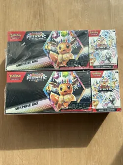 Lot Of 2 Sam’s Club Pokemon Prismatic Evolutions Surprise Boxe & Booster Bundle - Image 1