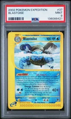 2002 POKEMON EXPEDITION #37 BLASTOISE PSA 9 - Image 1