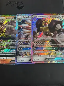 Pokemon Tcg Jumbo Promo Lot SM100 Lucario Gx SM104 Solgaleo Gx SM178 Melmetal Gx - Image 1