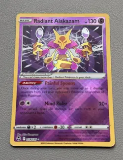 Radiant Alakazam 059/195 Swsh12: Sword & Shield Silver Tempest Holo Pokemon TCG - Image 2