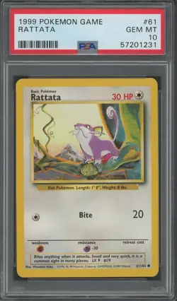 RATTATA Base Set #61 PSA 10 Vintage Pokemon [Nostalgium] - Image 1