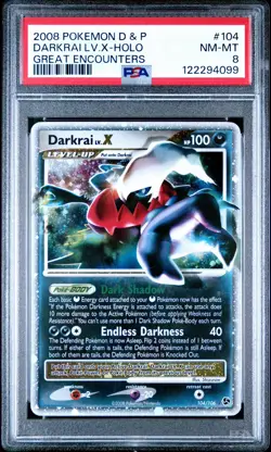 2008 Pokemon Darkrai Lv X Holo #104 PSA 8 Diamond and Pearl Great Encounters - Image 1