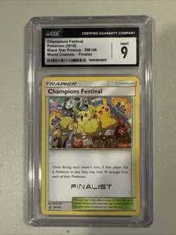 2018 POKEMON BLACK STAR PROMO WORLD FINALIST CHAMPIONS FESTIVAL #SM148 CGC 9 - Image 1
