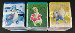 3 Factory Sealed Pokemon TCG 2022 Stacking Tins – Grass, Lightning & Water - Image 3