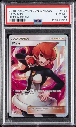 2018 POKEMON SUN & MOON ULTRA PRISM #154 FULL ART/MARS PSA 10 - Image 1