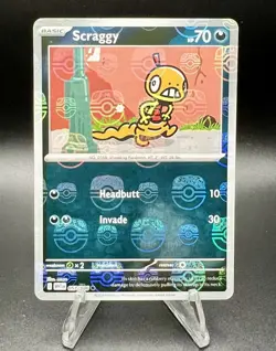 Pokemon TCG Scraggy 057/086 Master Ball Reverse Holo White Flare - Image 1