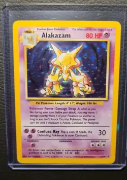 Pokemon Alakazam 1/102 Base Set Holo Rare 80 HP Stage 2 Ken Sugimori Eng - Image 1