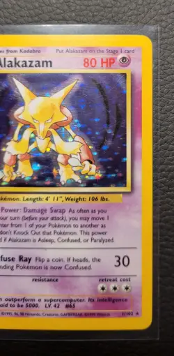 Pokemon Alakazam 1/102 Base Set Holo Rare 80 HP Stage 2 Ken Sugimori Eng - Image 2
