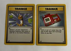 VINTAGE 1999 Wizards Pokemon #87 and #93 Trainer Cards (Gust of Wind / Pokedex) - Image 1