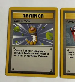 VINTAGE 1999 Wizards Pokemon #87 and #93 Trainer Cards (Gust of Wind / Pokedex) - Image 2