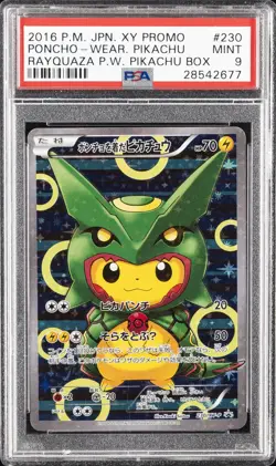 2016 POKEMON JPN XY PROMO #230 PONCHO-WEARING PIKACHU PSA 9 - Image 1