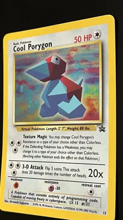 Cool Porygon 15/53 LP Swirl Wotc Black Star Promo Holo Pokemon TCG - Image 2