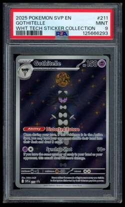 2025 POKEMON SV BLACK STAR PROMOS SVP EN #211 GOTHITELLE WHT STICKER COLL. PSA 9 - Image 1