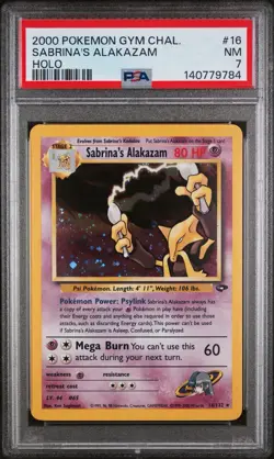 2000 POKEMON GYM CHALLENGE HOLO #16 SABRINA'S ALAKAZAM PSA 7 - Image 2
