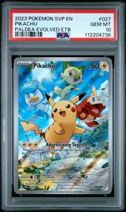 2023 POKEMON SVP EN-SV BLACK STAR PROMO #027 PIKACHU PSA 10 - Image 1