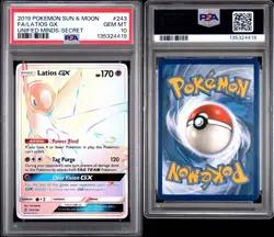 2019 POKEMON SUN & MOON UNIFIED MINDS SECRET #243 FULL ART/LATIOS GX PSA 10 - Image 3