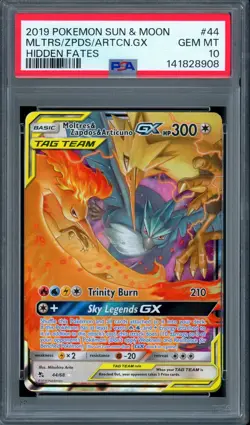 Moltres & Zapdos & Articuno Gx 44/68 Hidden Fates Pokemon PSA 10 - Image 1