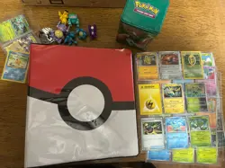 Pokemon Binder Card Lot Over 400 Cards And A Few Toys - Image 1