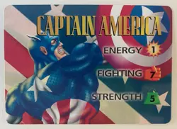 Captain America 1995 Fleer Marvel Overpower 3-Stat Character Card RARE - Image 1
