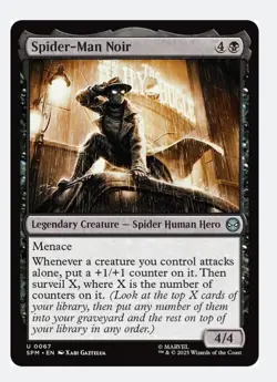 Spider-Man Noir (Foil) | MTG SPM | Spider Hero Menace Attacks Alone Surveil | NM - Image 1