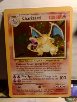Pokemon TCG Charizard Base Set Holo Unlimited Rare Card 4/102 HP/Damaged - Image 1