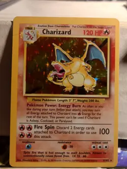 Pokemon TCG Charizard Base Set Holo Unlimited Rare Card 4/102 HP/Damaged - Image 2