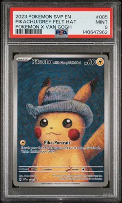 2023 POKEMON SVP EN-SV BLACK STAR PROMO #085 PIKACHU WITH GREY FELT HAT PSA 9 - Image 1