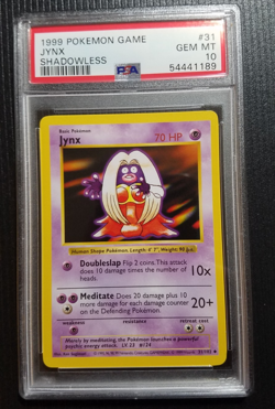 1999 POKEMON BASE SET SHADOWLESS #31 JYNX PSA 10 GEM MINT - Image 1