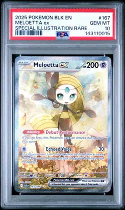 2025 POKEMON BLK EN-BLACK BOLT SPECIAL ILLUSTRATION RARE #167 MELOETTA EX PSA 10 - Image 1