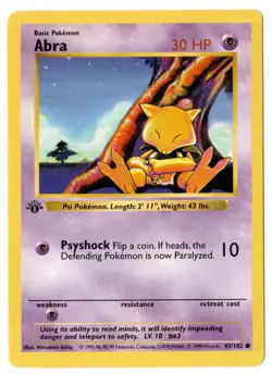 Pokemon TCG - Abra - 1st Edition Shadowless - 43/102 - NM/LP - Image 1