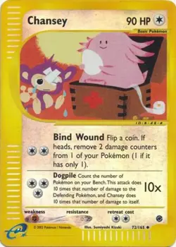 Moderately Played Chansey - 72/165 - Uncommon - Reverse Holo Pokemon Expedition - Image 1