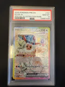 2025 POKEMON PRE EN-PRISMATIC EVOLUTIONS #167 EEVEE EX PSA 10 - Image 1