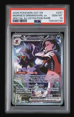 2026 POKEMON ASC EN-ASCENDED HEROES #287 MARNIE'S GRIMMSNARL EX PSA 10 - Image 1