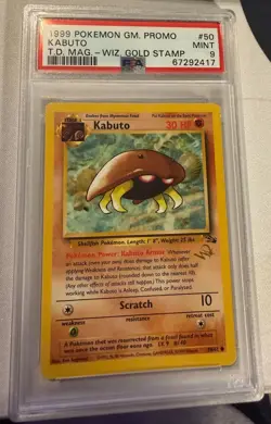 1999 POKEMON GM. PROMO KABUTO T.D. MAG. - WIZ. GOLD STAMP PSA MINT 9 - Image 5