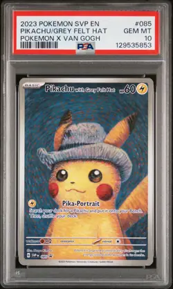2023 POKEMON SVP EN-SV BLACK STAR PROMO #085 PIKACHU WITH GREY FELT HAT PSA 10 - Image 1