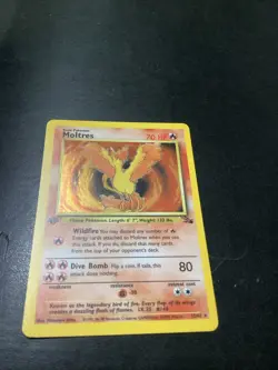 1st Edition Moltres Holo Fossil Pokemon - Image 1