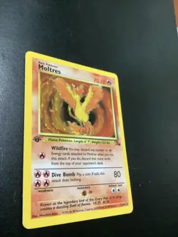 1st Edition Moltres Holo Fossil Pokemon - Image 2