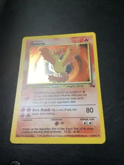 1st Edition Moltres Holo Fossil Pokemon - Image 3