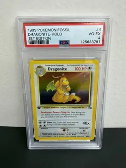 PSA 4 1ST EDITION 1999 Pokemon Fossil Dragonite Holo 4/62 Holo Foil WOTC - Image 1