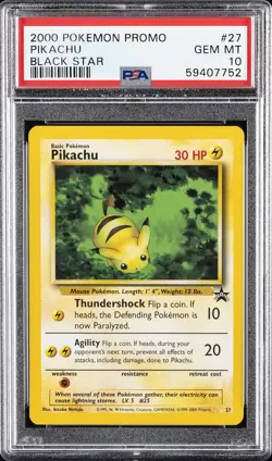 2000 POKEMON PROMO BLACK STAR #27 PIKACHU PSA 10 - Image 1