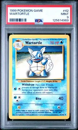 Pokemon Card Wartortle 42/102 Base Set 1999 PSA 9 MINT - Image 1