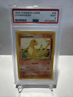 Pokemon TCG Charmander 1999 Base Set Unlimited Common Card 46/102, PSA Mint 9 - Image 1