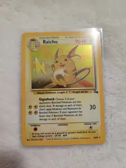 Pokemon Raichu Fossil 14/62 Holo Rare Unlimited English Card - Image 1