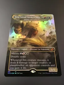 MTG Ikoria: Lair of Behemoths #381 Borderless Foil King Caesar, Awoken Titan NM - Image 1