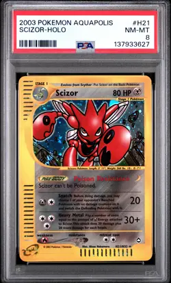 2003 POKEMON AQUAPOLIS #H21 SCIZOR-HOLO PSA 8 - Image 1